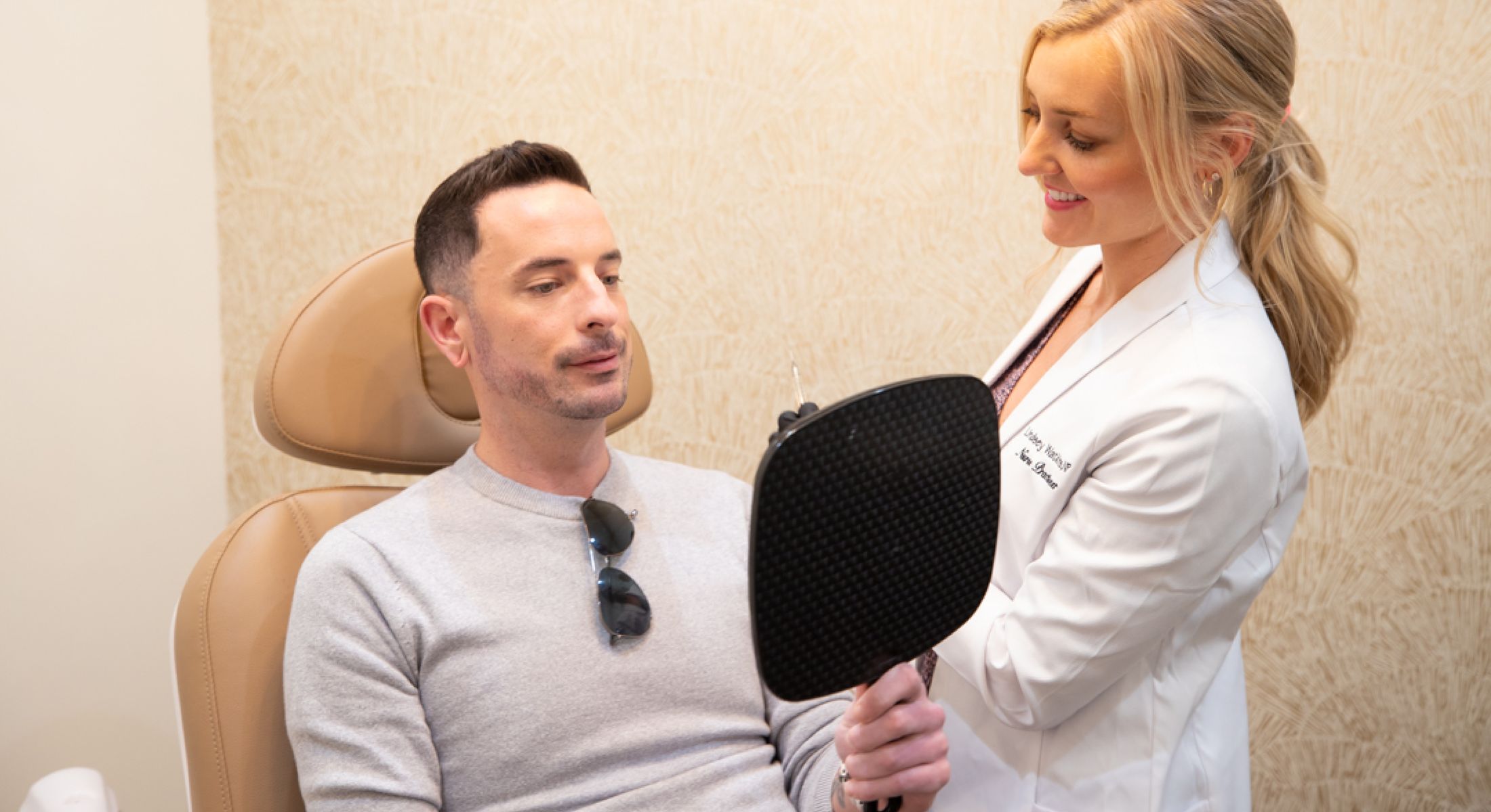 Patient reviewing results with a medical professional.