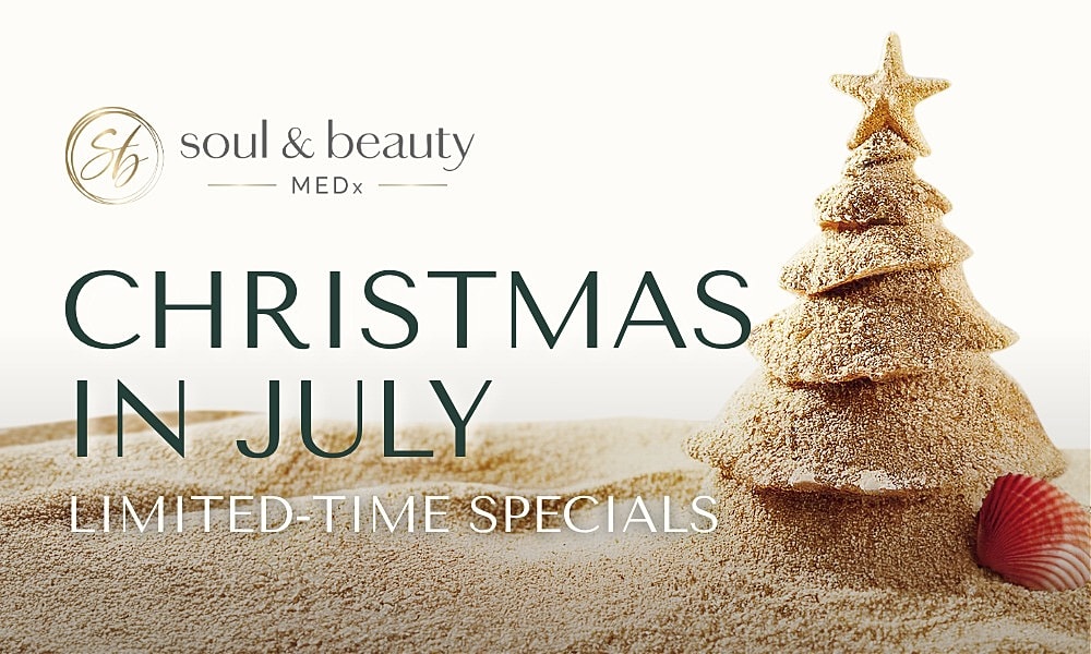 Christmas in July sand tree promotions announcement